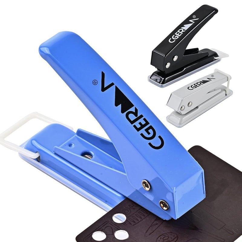 Cgerma Single Hole Puncher, 3 Pack ，1/4" Hole, 50% Labor Savings, Heavy Duty Metal Punch, 15 Sheet Capacity, for ID Cards, Chipboard, Art Project, Crafts Easy Punching - Image 1